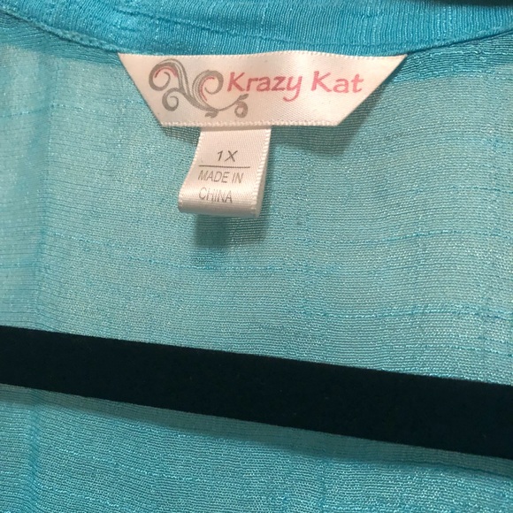 Krazy kat 3/4 length sleeve tie waist blouse - Picture 2 of 4